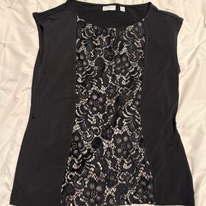 New York & Company Black Lace Panel Blouse